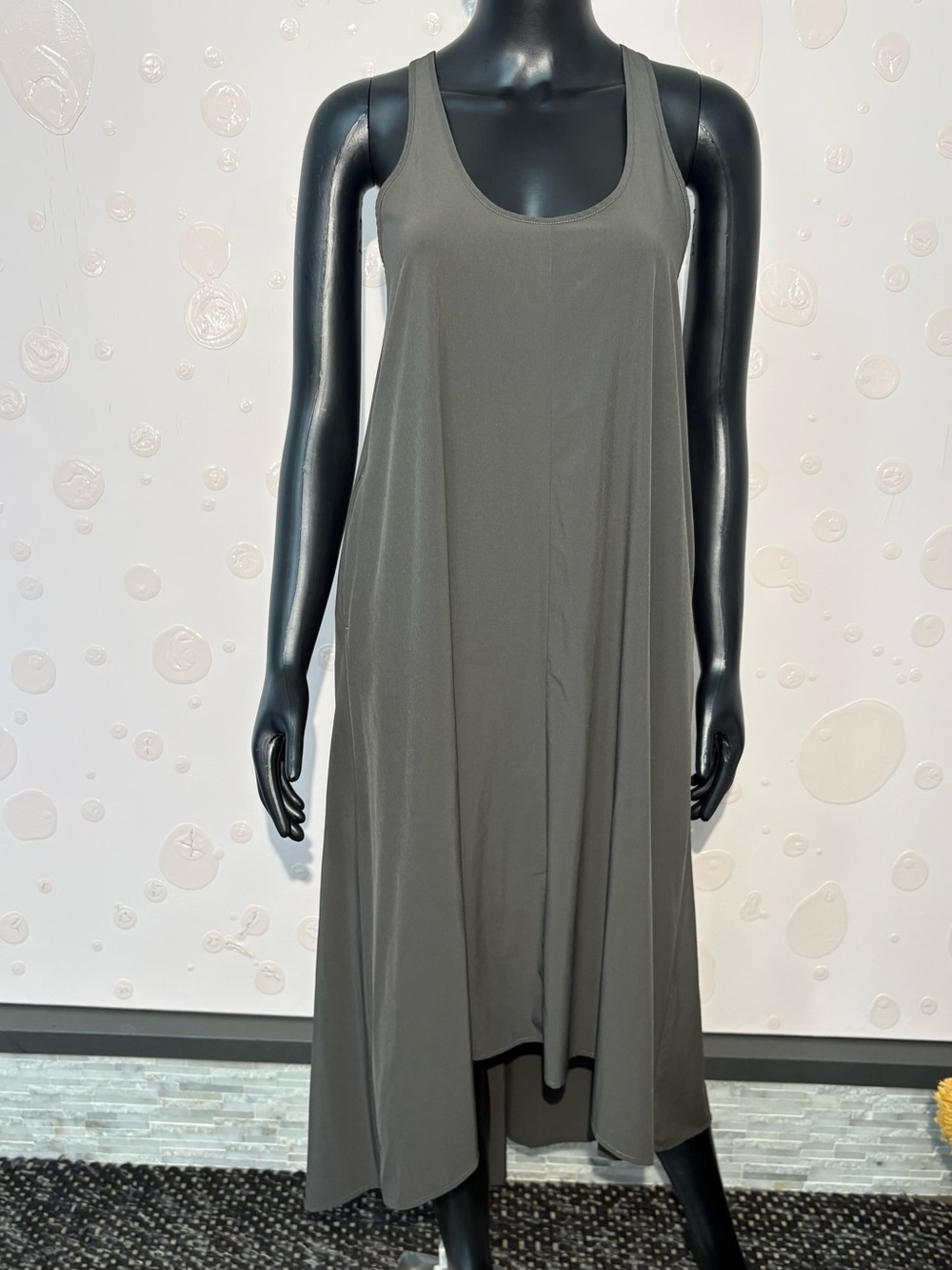 Athleta Presidio Traveler High-Low Maxi Dress Grey Pockets Size Small